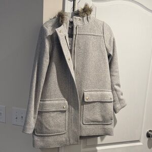 Stylish Gray Kids Coat with Faux Fur Trim - Jcrew